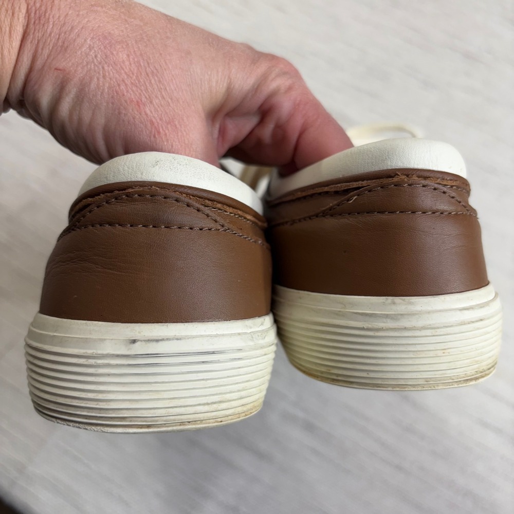 Polo Ralph Lauren Faxon Low‎ Brown Leather Sneakers Mens 8.5 D Preppy - Picture 8 of 10